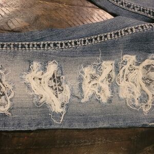 Silver straight leg jeans with lace 24